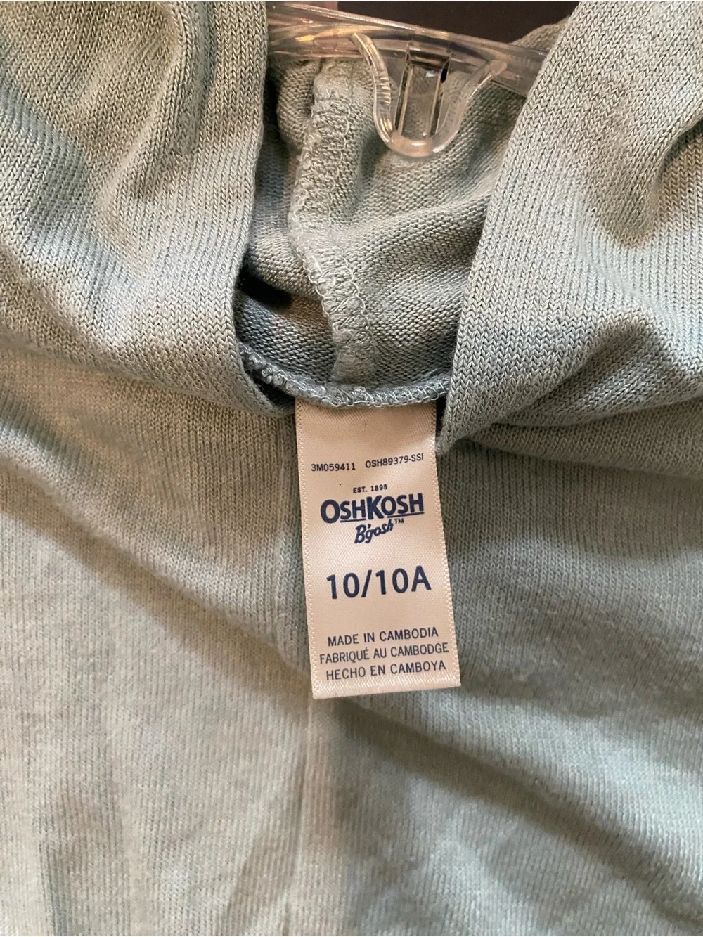 OshKosh B'gosh Light Sage Green Twist-Front Hooded Top
